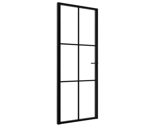 Iekšdurvis, 76X201,5 Cm, Esg Stikls, Melns Alumīnijs Vidaxl
