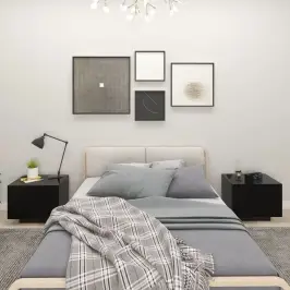 Naktsskapītis, 100X35X40 Cm, Melns, Inženierijas Koks Vidaxl