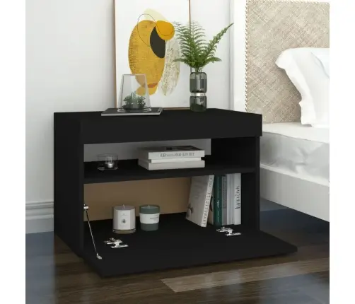 Öökapid Ja Led-Tuled 2 Tk, Must, 60X35X40 cm Tehispuit