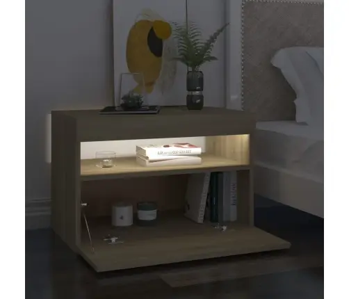 Naktsskapīši Ar Led, 2 Gab., 60X35X40 Cm, Ozola, Skaidu Plāksne Vidaxl