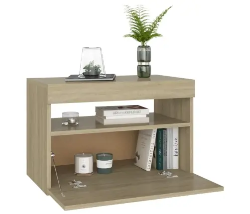 Naktsskapīši Ar Led, 2 Gab., 60X35X40 Cm, Ozola, Skaidu Plāksne Vidaxl