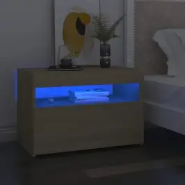 Naktsskapīši Ar Led, 2 Gab., 60X35X40 Cm, Ozola, Skaidu Plāksne Vidaxl