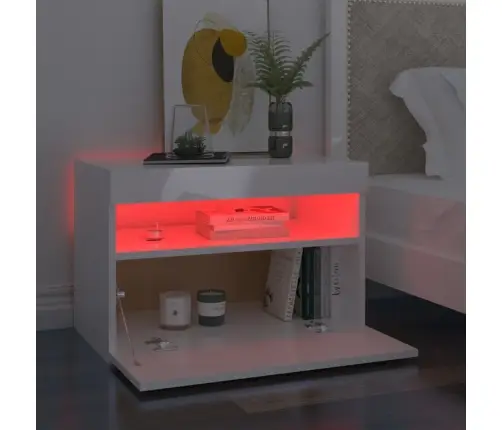 Naktsskapīši Ar Led, 2 Gab., 60X35X40 Cm, Balti, Skaidu Plāksne Vidaxl