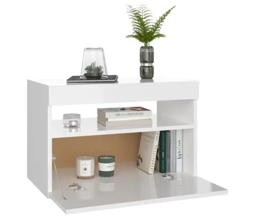 Naktsskapīši Ar Led, 2 Gab., 60X35X40 Cm, Balti, Skaidu Plāksne Vidaxl