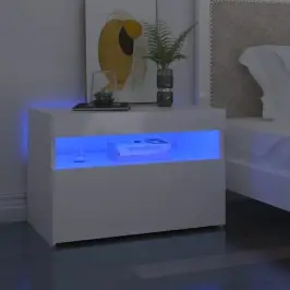 Naktsskapīši Ar Led, 2 Gab., 60X35X40 Cm, Balti, Skaidu Plāksne Vidaxl