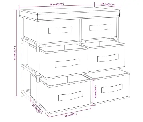 Spintelė Daiktams Su 6 Stalčiais, Juoda, 55X29X55cm Plienas