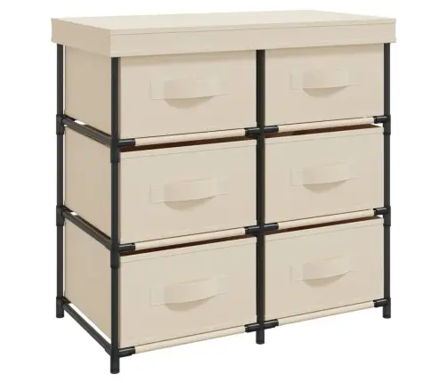 Uzglabāšanas Plaukts, 6 Atvilktnes, 55X29X55Cm, Bēšs, Tērauds Vidaxl