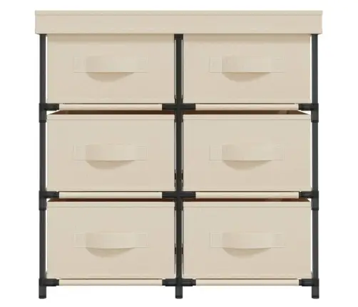 Uzglabāšanas Plaukts, 6 Atvilktnes, 55X29X55Cm, Bēšs, Tērauds Vidaxl