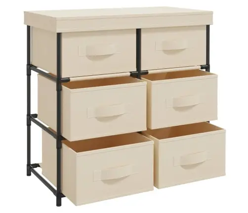 Uzglabāšanas Plaukts, 6 Atvilktnes, 55X29X55Cm, Bēšs, Tērauds Vidaxl