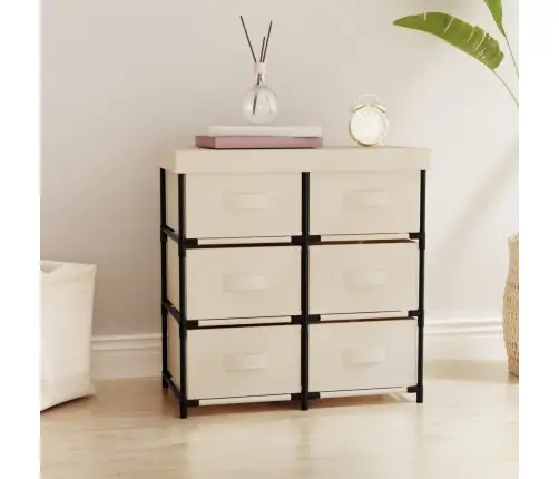 Uzglabāšanas Plaukts, 6 Atvilktnes, 55X29X55Cm, Bēšs, Tērauds Vidaxl