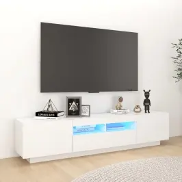 Televizoriaus Spintelė Su Led Apšvietimu, Balta, 180X35X40Cm
