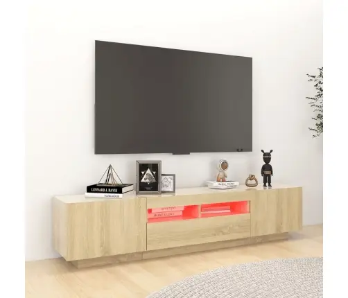 Tv Skapītis Ar Led Lampiņām, 180X35X40 Cm, Ozolkoka Krāsa Vidaxl