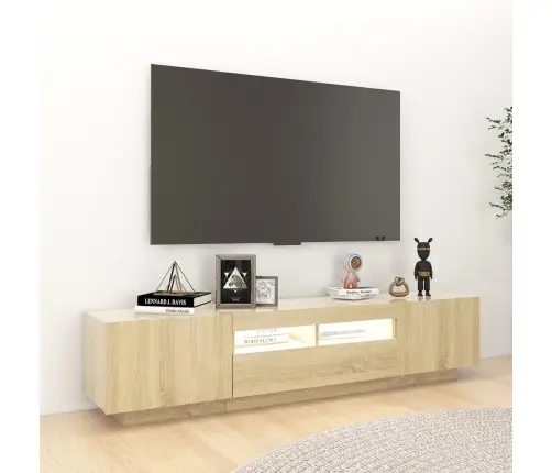Tv Skapītis Ar Led Lampiņām, 180X35X40 Cm, Ozolkoka Krāsa Vidaxl