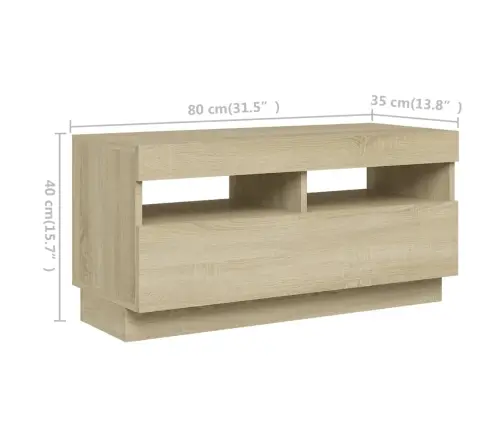 Tv Skapītis Ar Led Lampiņām, 180X35X40 Cm, Ozolkoka Krāsa Vidaxl