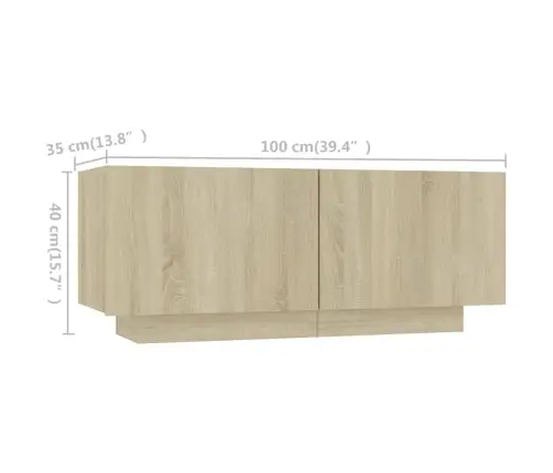 Tv Skapītis Ar Led Lampiņām, 180X35X40 Cm, Ozolkoka Krāsa Vidaxl
