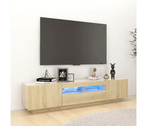 Tv Skapītis Ar Led Lampiņām, 180X35X40 Cm, Ozolkoka Krāsa Vidaxl