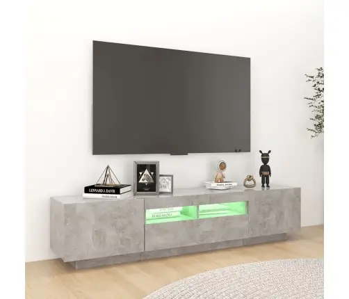 Tv Skapītis Ar Led Lampiņām, 180X35X40 Cm, Betona Pelēks Vidaxl