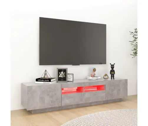 Tv Skapītis Ar Led Lampiņām, 180X35X40 Cm, Betona Pelēks Vidaxl