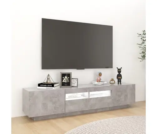 Tv Skapītis Ar Led Lampiņām, 180X35X40 Cm, Betona Pelēks Vidaxl