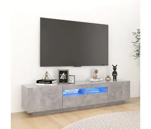 Tv Skapītis Ar Led Lampiņām, 180X35X40 Cm, Betona Pelēks Vidaxl