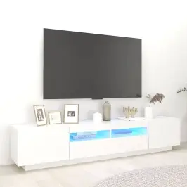 Tv Skapītis Ar Led Lampiņām, 200X35X40 Cm, Balts Vidaxl