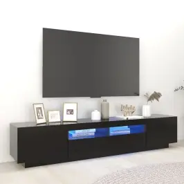 Tv Skapītis Ar Led Lampiņām, 200X35X40 Cm, Melns Vidaxl