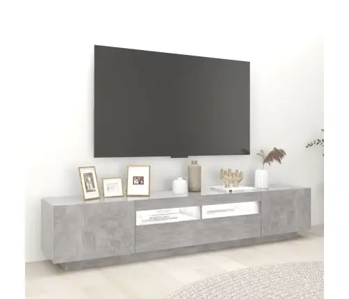 Tv Skapītis Ar Led Lampiņām, 200X35X40 Cm, Betona Pelēks Vidaxl