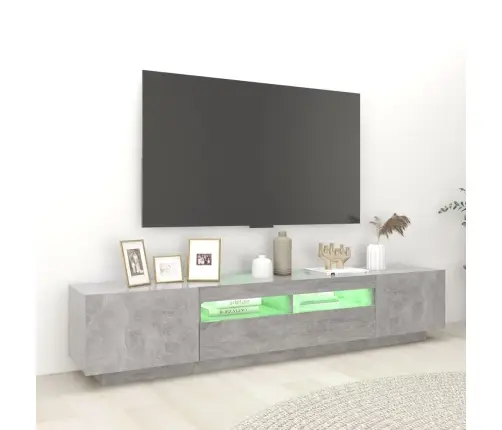 Tv Skapītis Ar Led Lampiņām, 200X35X40 Cm, Betona Pelēks Vidaxl