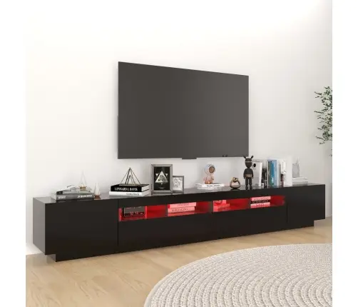 Tv Skapītis Ar Led Lampiņām, 260X35X40 Cm, Melns Vidaxl