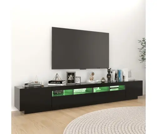 Tv Skapītis Ar Led Lampiņām, 260X35X40 Cm, Melns Vidaxl