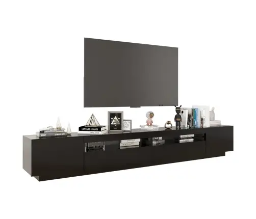 Tv Skapītis Ar Led Lampiņām, 260X35X40 Cm, Melns Vidaxl