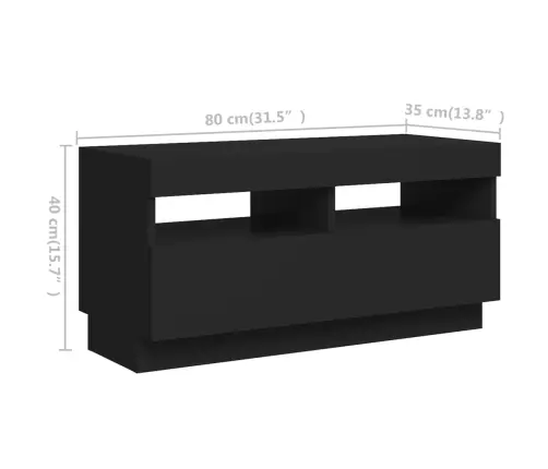 Tv Skapītis Ar Led Lampiņām, 260X35X40 Cm, Melns Vidaxl