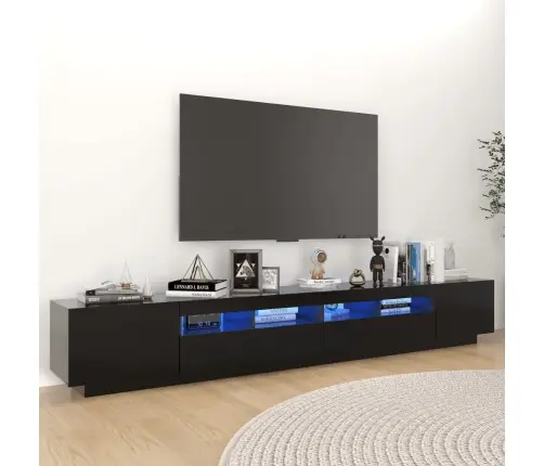 Tv Skapītis Ar Led Lampiņām, 260X35X40 Cm, Melns Vidaxl