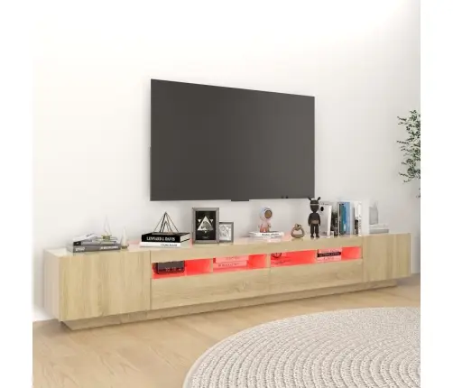 Tv Skapītis Ar Led Lampiņām, 260X35X40 Cm, Ozolkoka Krāsa Vidaxl