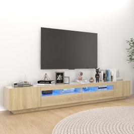Tv Skapītis Ar Led Lampiņām, 260X35X40 Cm, Ozolkoka Krāsa Vidaxl