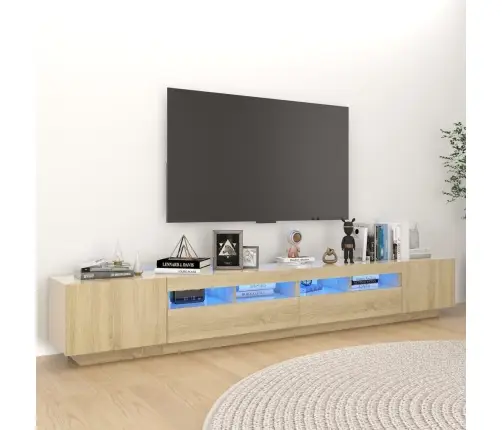 Tv Skapītis Ar Led Lampiņām, 260X35X40 Cm, Ozolkoka Krāsa Vidaxl