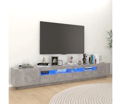 Televizoriaus Spintelė Su Led, Betono Pilka, 260X35X40Cm
