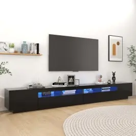 Tv Skapītis Ar Led Lampiņām, 300X35X40 Cm, Melns Vidaxl
