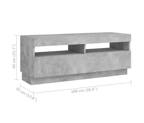 Tv Skapītis Ar Led Lampiņām, 300X35X40 Cm, Betona Pelēks Vidaxl
