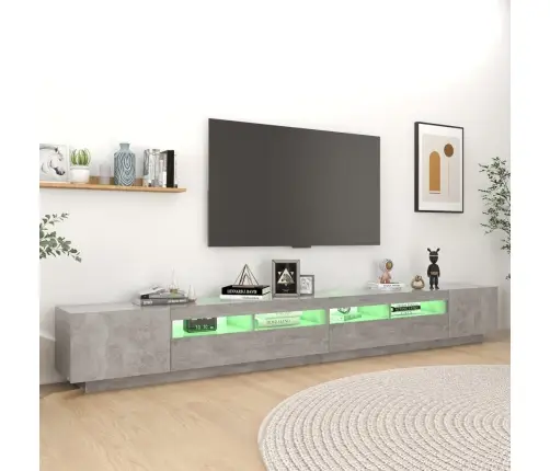 Tv Skapītis Ar Led Lampiņām, 300X35X40 Cm, Betona Pelēks Vidaxl