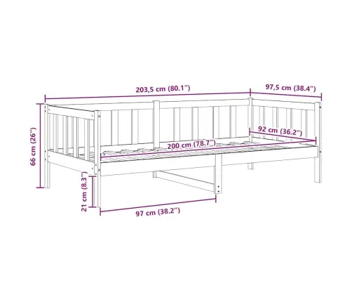 Päevavoodi Raam, Männipuit, 90 X 200 Cm