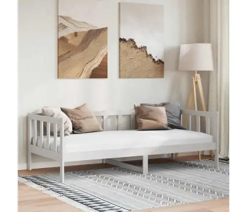 Lova, Baltos Spalvos, 90X200cm Pušies Medienos Masyvas