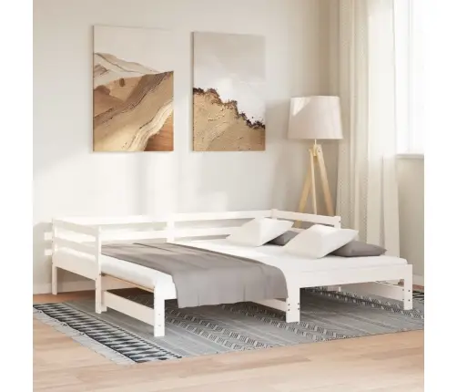 Izvelkama Gulta, Balta, Priedes Masīvkoks, 2X(90X200) Cm Vidaxl Izvelkama Gulta, Balta, Priedes Masīvkoks, 2X(90X200) Cm Vidaxl