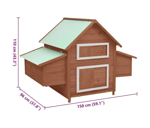 Vistu Būris, 150X96X110 Cm, Brūns Ar Baltu, Egles Masīvkoks Vidaxl
