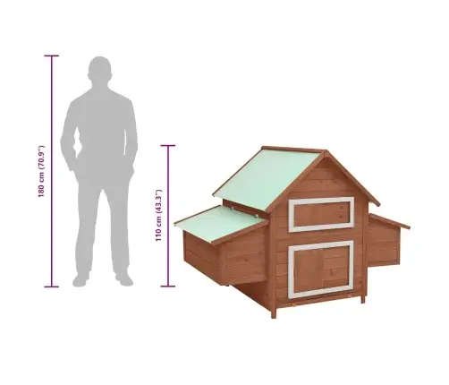 Vistu Būris, 150X96X110 Cm, Brūns Ar Baltu, Egles Masīvkoks Vidaxl