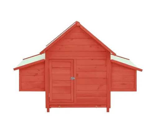 Vistu Būris, 150X96X110 Cm, Sarkans Ar Baltu, Egles Masīvkoks Vidaxl