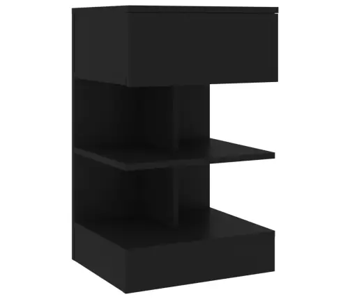 Naktinė Spintelė, Juodos Spalvos, 40X35X65cm Apdirbta Mediena
