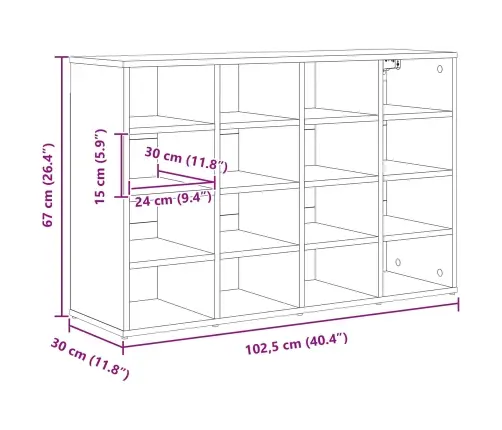 Apavu Skapis Betona Pelēka 103X30X51 Cm Inženierijas Koks Vidaxl