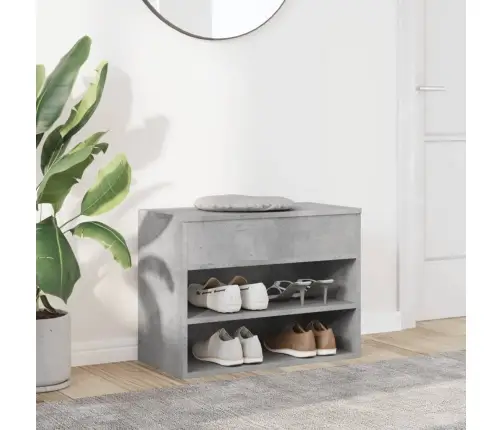 Apavu Plaukts, Betona Pelēks, 60X30X45 Cm, Inženierijas Koks Vidaxl