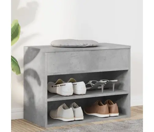 Apavu Plaukts, Betona Pelēks, 60X30X45 Cm, Inženierijas Koks Vidaxl